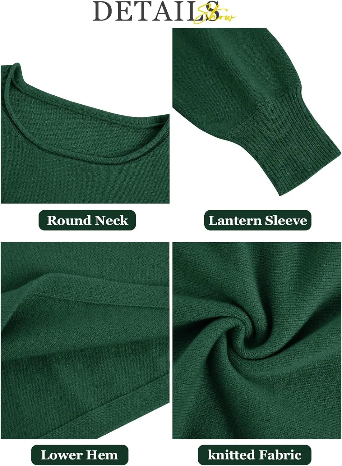 Imily Bela Cropped Sweaters for Women Lantern Long Sleeve Crop Top Slouchy Trendy Loose Crewneck Pullover Sweater
