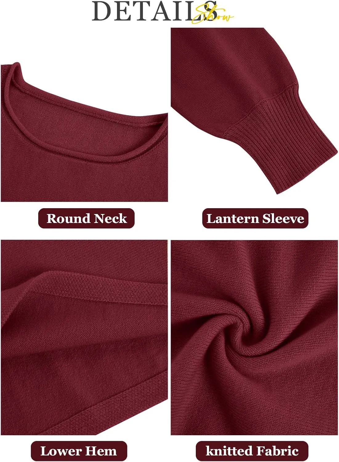 Imily Bela Cropped Sweaters for Women Lantern Long Sleeve Crop Top Slouchy Trendy Loose Crewneck Pullover Sweater