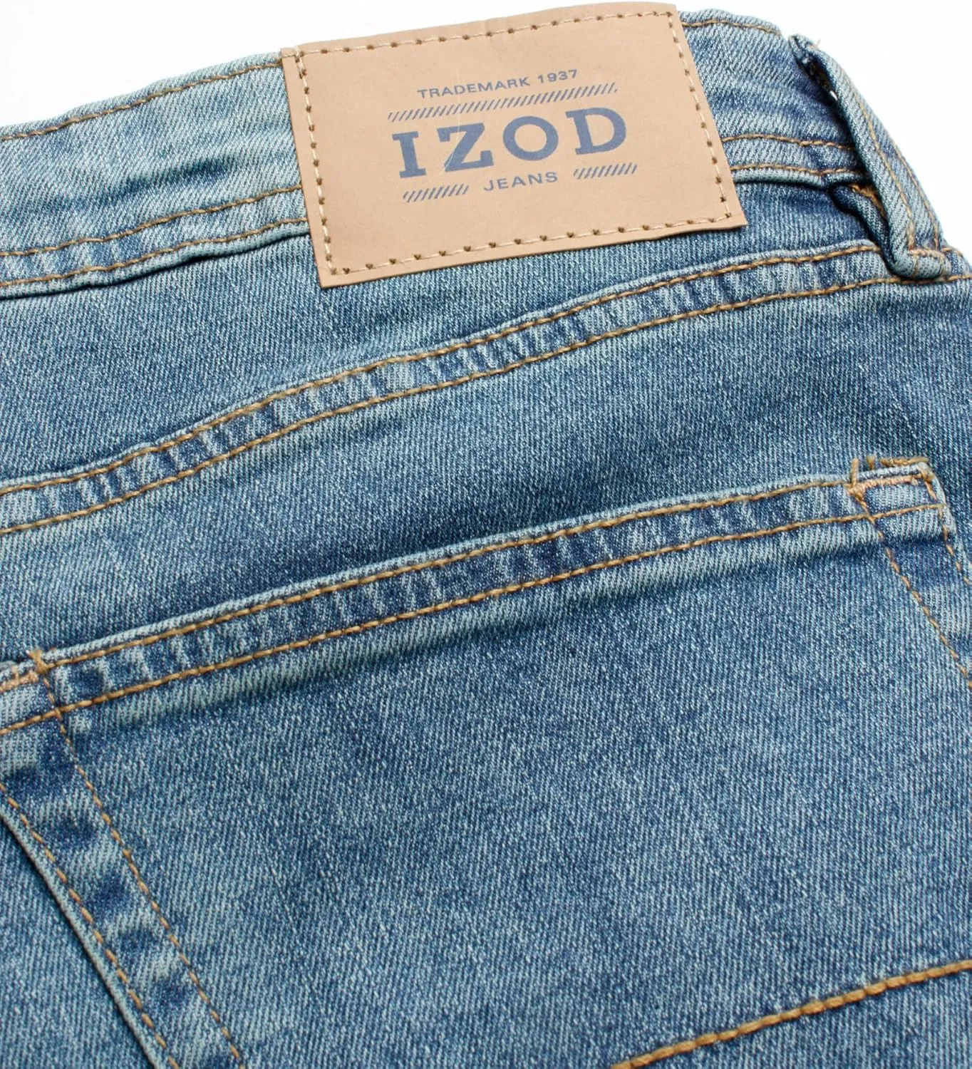 IZOD Men's Relaxed Fit Jeans - Comfortable Stretch Casual Pull On Denim Jeans for Men - Expanded Leg Men's Fashion Pants