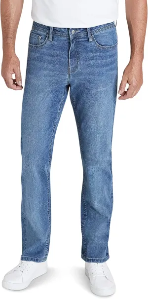 IZOD Men's Relaxed Fit Jeans - Comfortable Stretch Casual Pull On Denim Jeans for Men - Expanded Leg Men's Fashion Pants