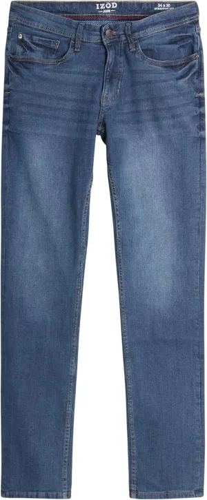 IZOD Men's Straight Leg Jeans - Comfortable Stretch Casual Pull On Denim Jeans for Men - Lightweight Men's Fashion Pants