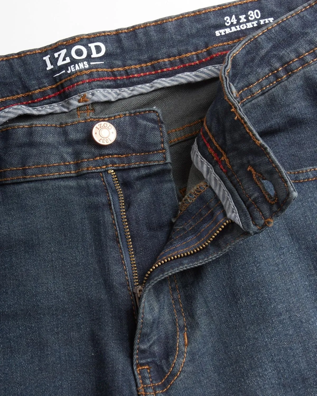 IZOD Men's Straight Leg Jeans - Comfortable Stretch Casual Pull On Denim Jeans for Men - Lightweight Men's Fashion Pants