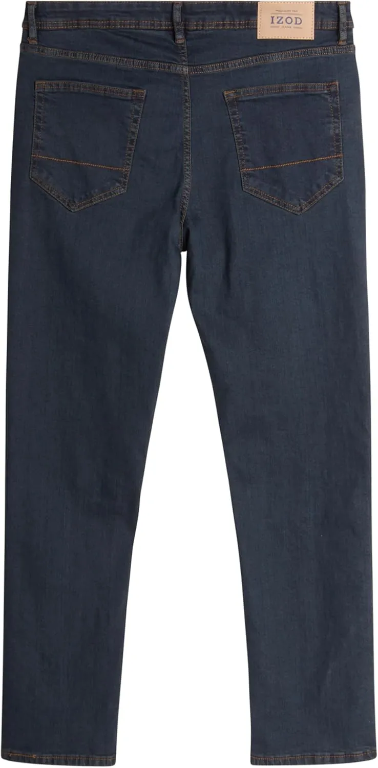 IZOD Men's Straight Leg Jeans - Comfortable Stretch Casual Pull On Denim Jeans for Men - Lightweight Men's Fashion Pants