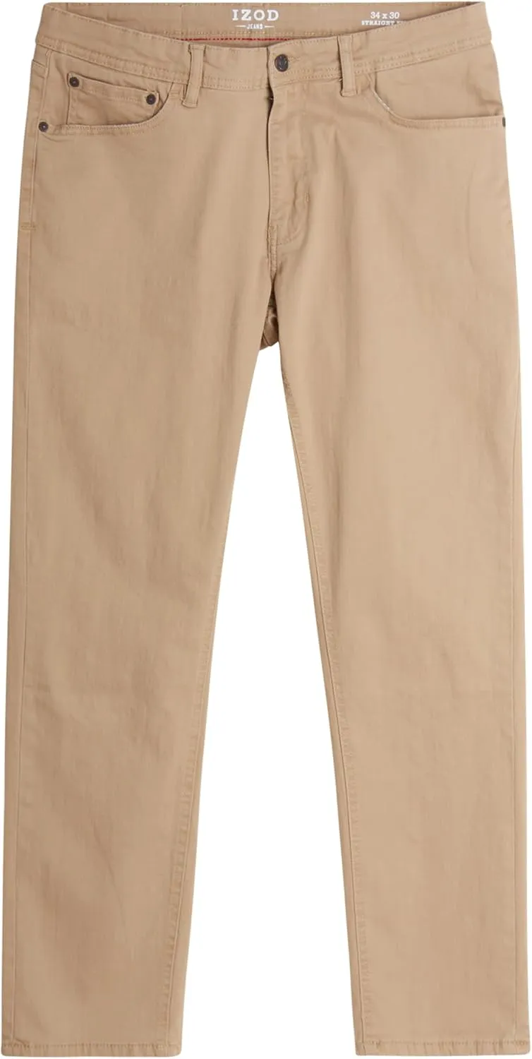 IZOD Men's Straight Leg Jeans - Comfortable Stretch Casual Pull On Denim Jeans for Men - Lightweight Men's Fashion Pants