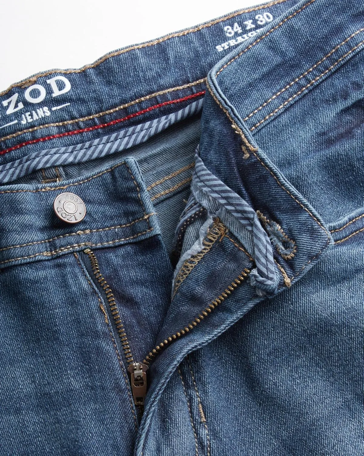 IZOD Men's Straight Leg Jeans - Comfortable Stretch Casual Pull On Denim Jeans for Men - Lightweight Men's Fashion Pants