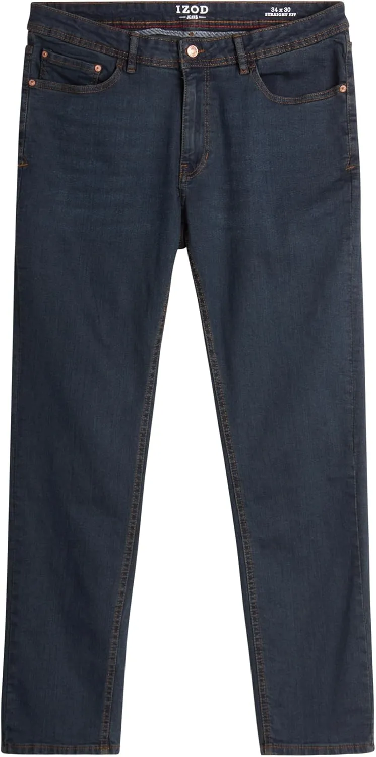 IZOD Men's Straight Leg Jeans - Comfortable Stretch Casual Pull On Denim Jeans for Men - Lightweight Men's Fashion Pants