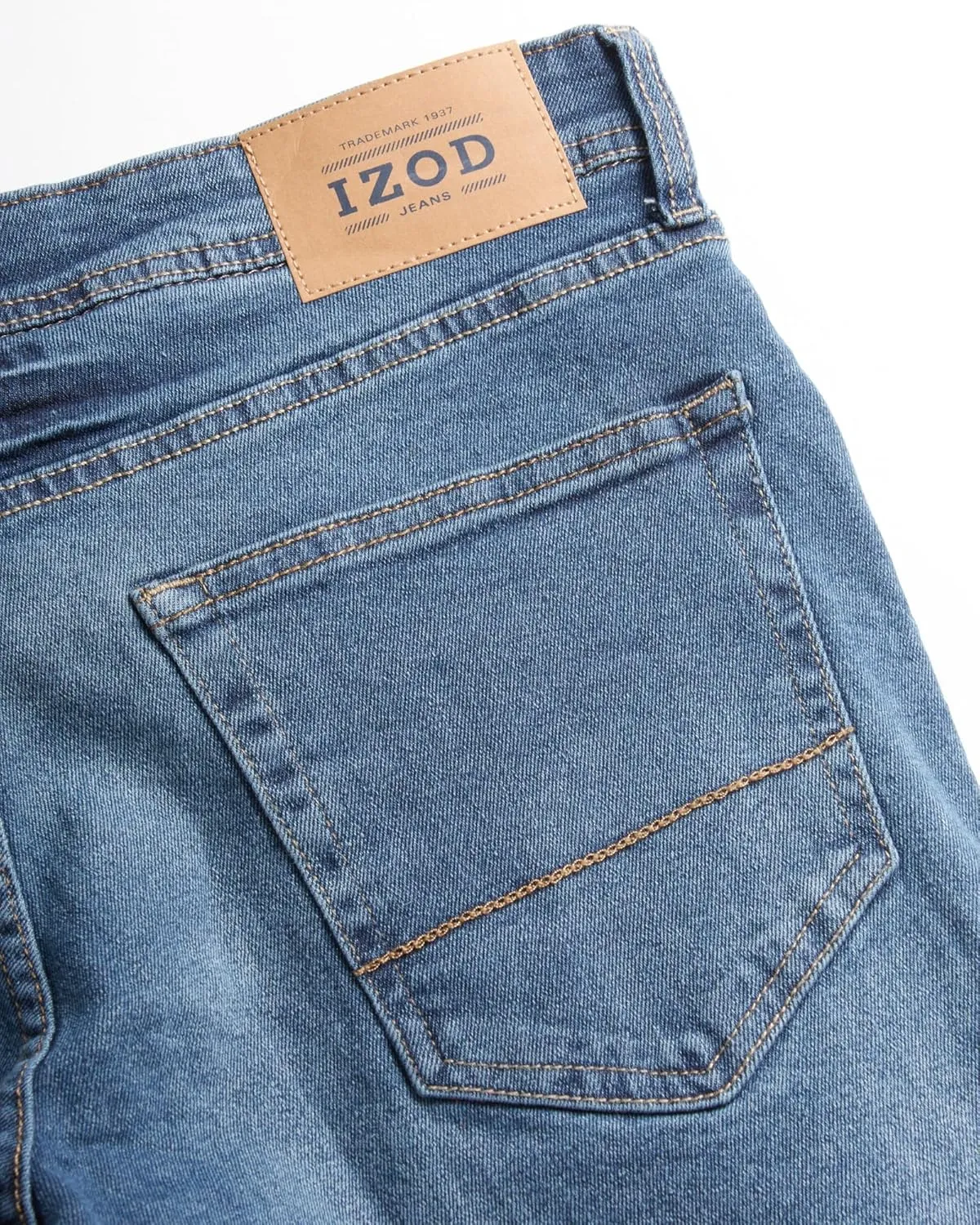 IZOD Men's Straight Leg Jeans - Comfortable Stretch Casual Pull On Denim Jeans for Men - Lightweight Men's Fashion Pants