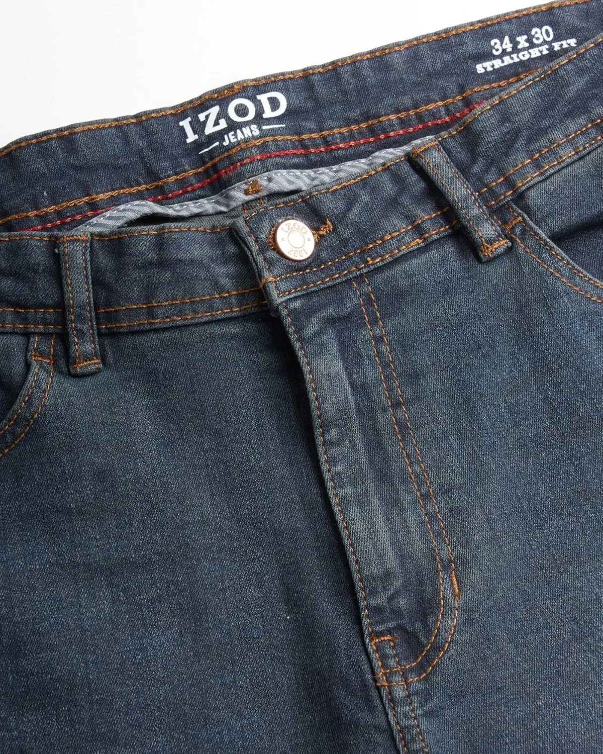 IZOD Men's Straight Leg Jeans - Comfortable Stretch Casual Pull On Denim Jeans for Men - Lightweight Men's Fashion Pants