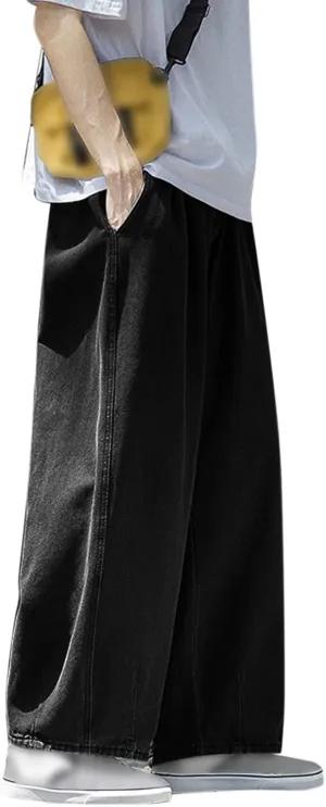 Jeans for Men Plus Size Loose Elastic Waist Jeans Street Wide Leg Trousers Pants Skinny Slim Fit Dark Jeans Men Men