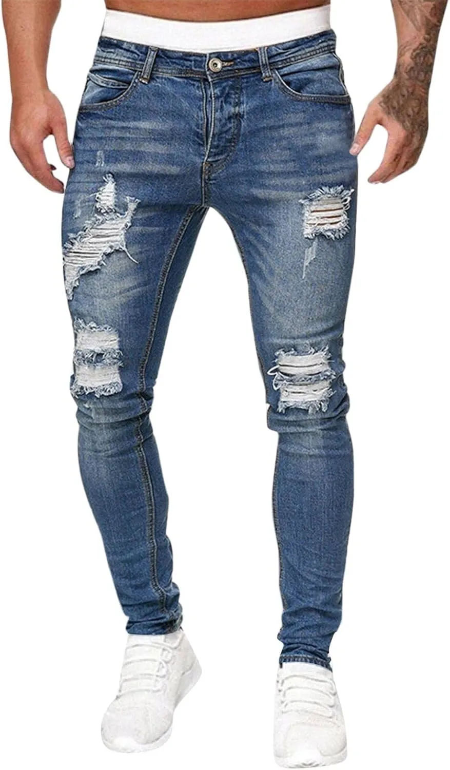 Jeans for Men Plus Size Loose Elastic Waist Jeans Street Wide Leg Trousers Pants Skinny Slim Fit Dark Jeans Men Men