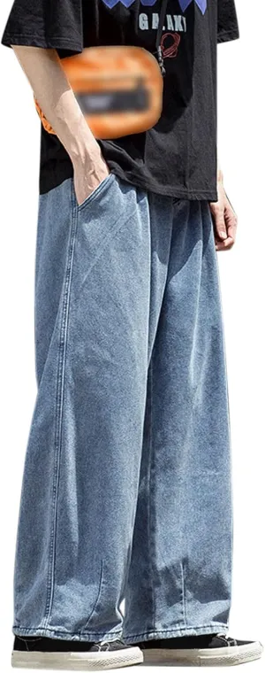Jeans for Men Plus Size Loose Elastic Waist Jeans Street Wide Leg Trousers Pants Skinny Slim Fit Dark Jeans Men Men