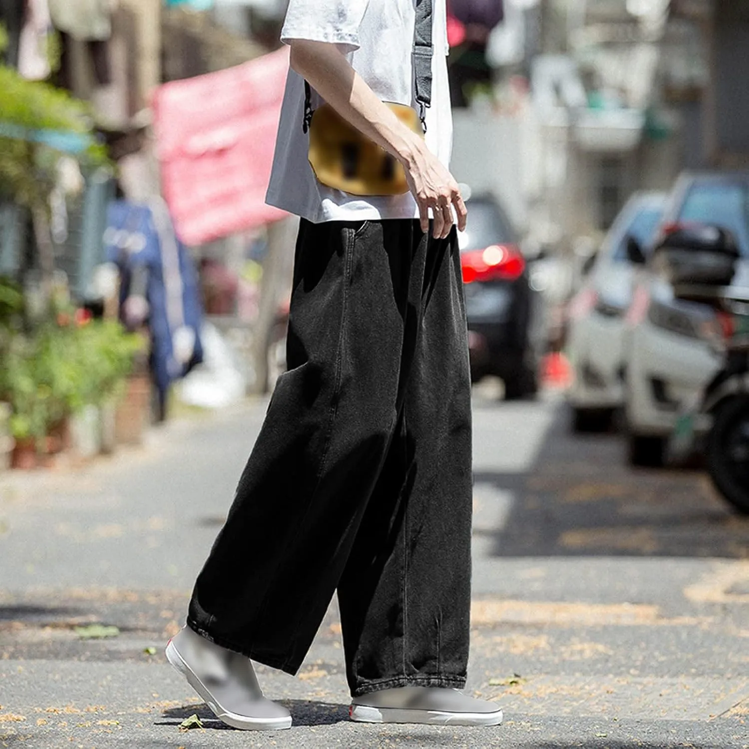 Jeans for Men Plus Size Loose Elastic Waist Jeans Street Wide Leg Trousers Pants Skinny Slim Fit Dark Jeans Men Men
