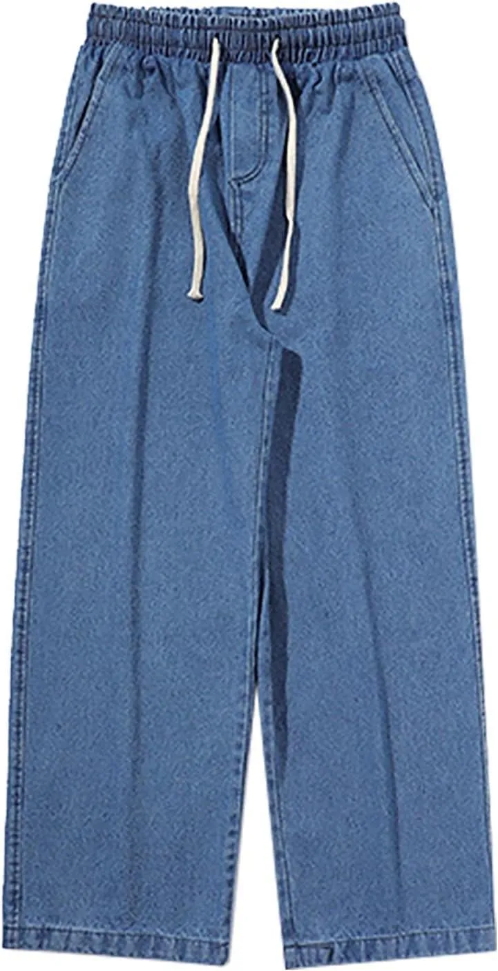Jeans for Men Relaxed Fit Trousers Pure Colour Jean with Zipper Pocket Jean Trouser Solid Fashion Loose Wide Men's