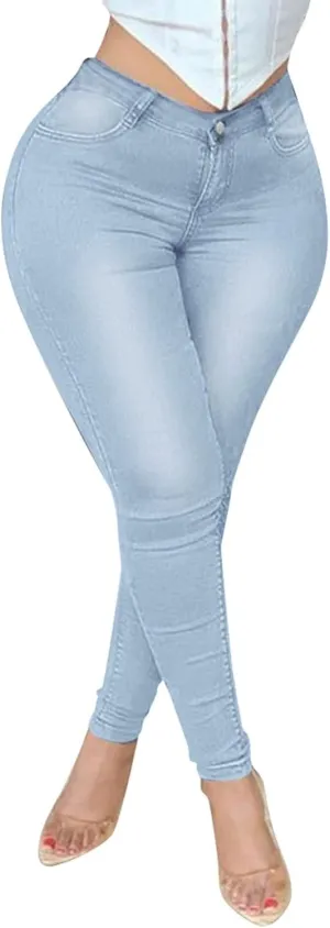 Jeans for Women High Waisted Stretch Pull-On Jean Leggings with Pockets Fit Ankle Length Boyfriend Jeans