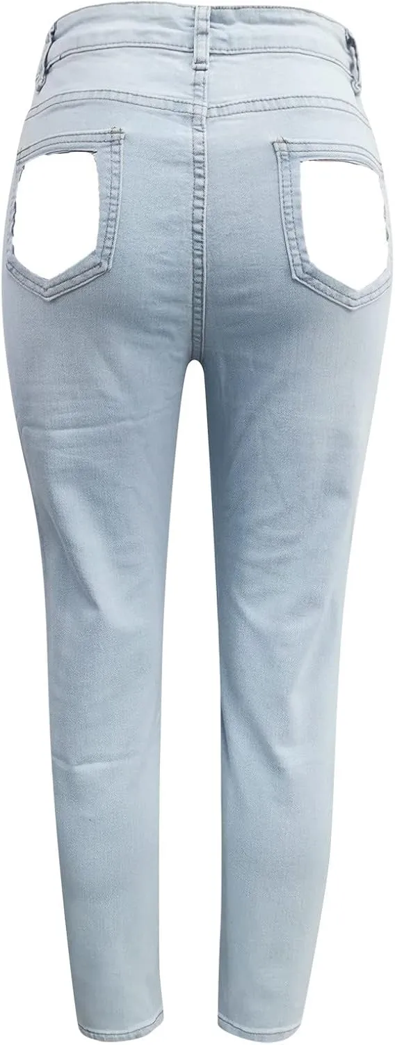 Jeans for Women High Waisted Stretch Pull-On Jean Leggings with Pockets Fit Ankle Length Boyfriend Jeans