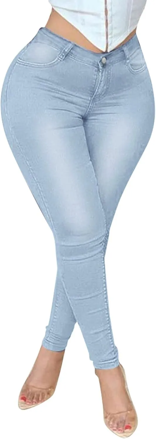 Jeans for Women High Waisted Stretch Pull-On Jean Leggings with Pockets Fit Ankle Length Boyfriend Jeans
