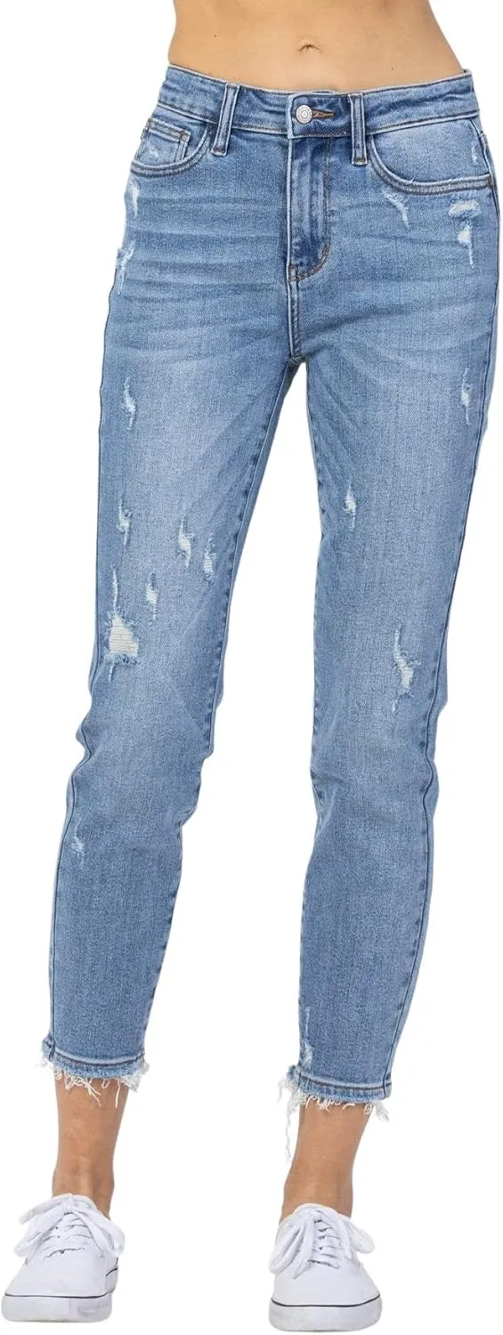 Judy Blue Women's High Rise Mineral Wash Relaxed Fit Jeans