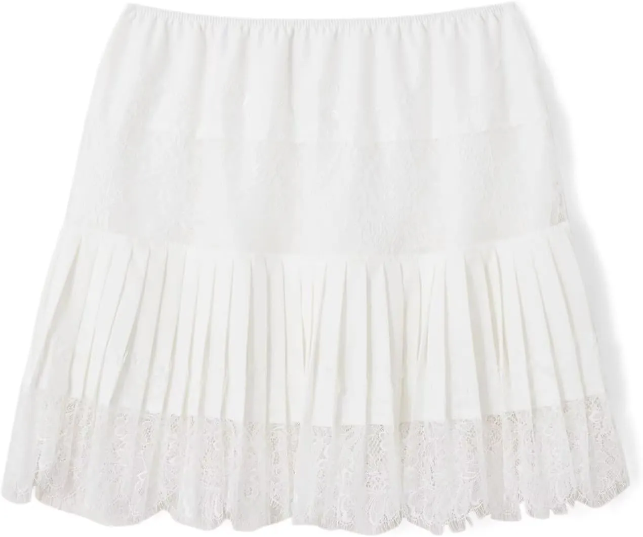 JURIS Women Lace Skirt Y2k Lace Mini Skirt Elastic Waist Half Slip Pleated Ruffle Flora Underskirt Short Flowy Dress 2025