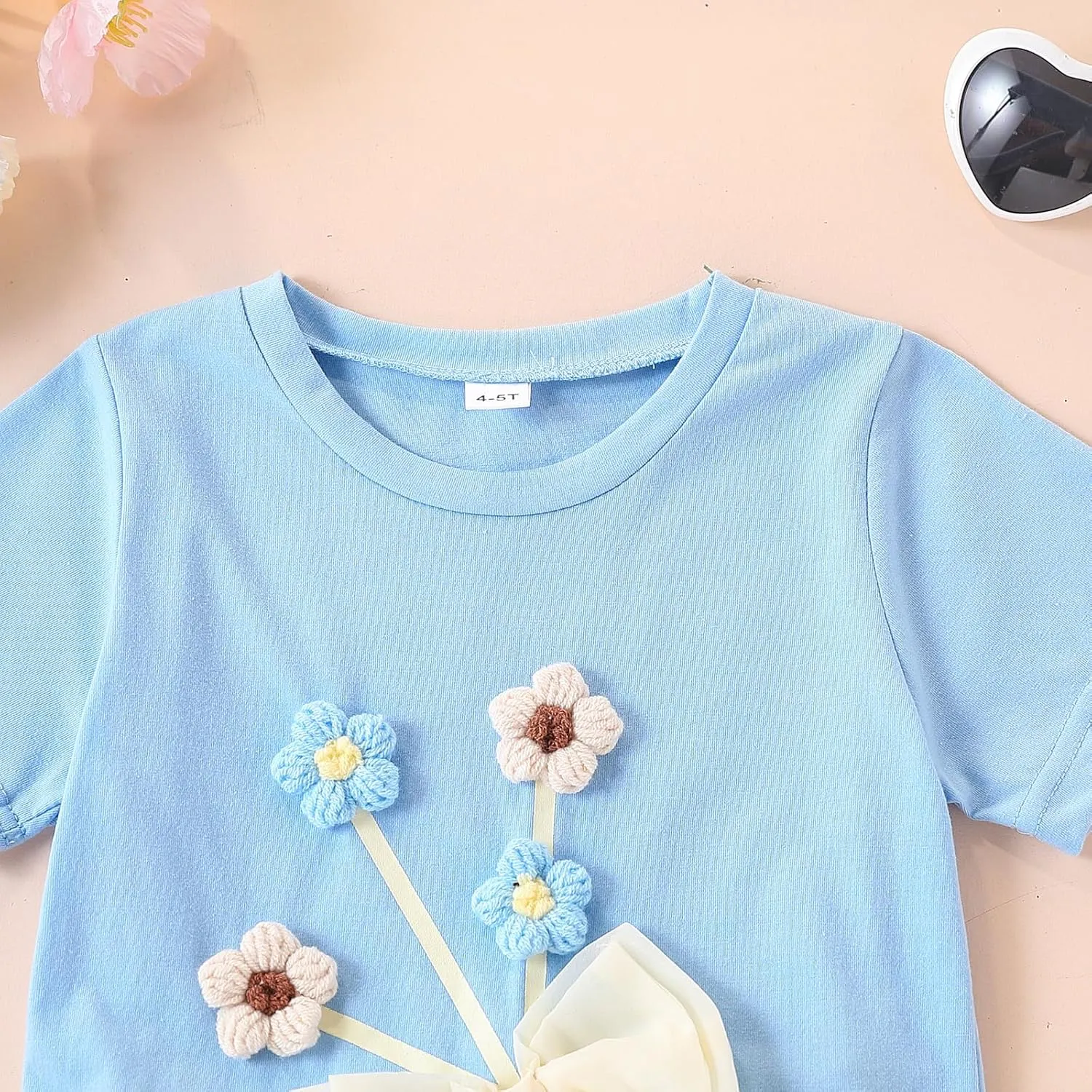 Kids Toddler Girl Clothes Summer 2 Piece Outfits Short Sleeved Top Solid Color Shorts Set