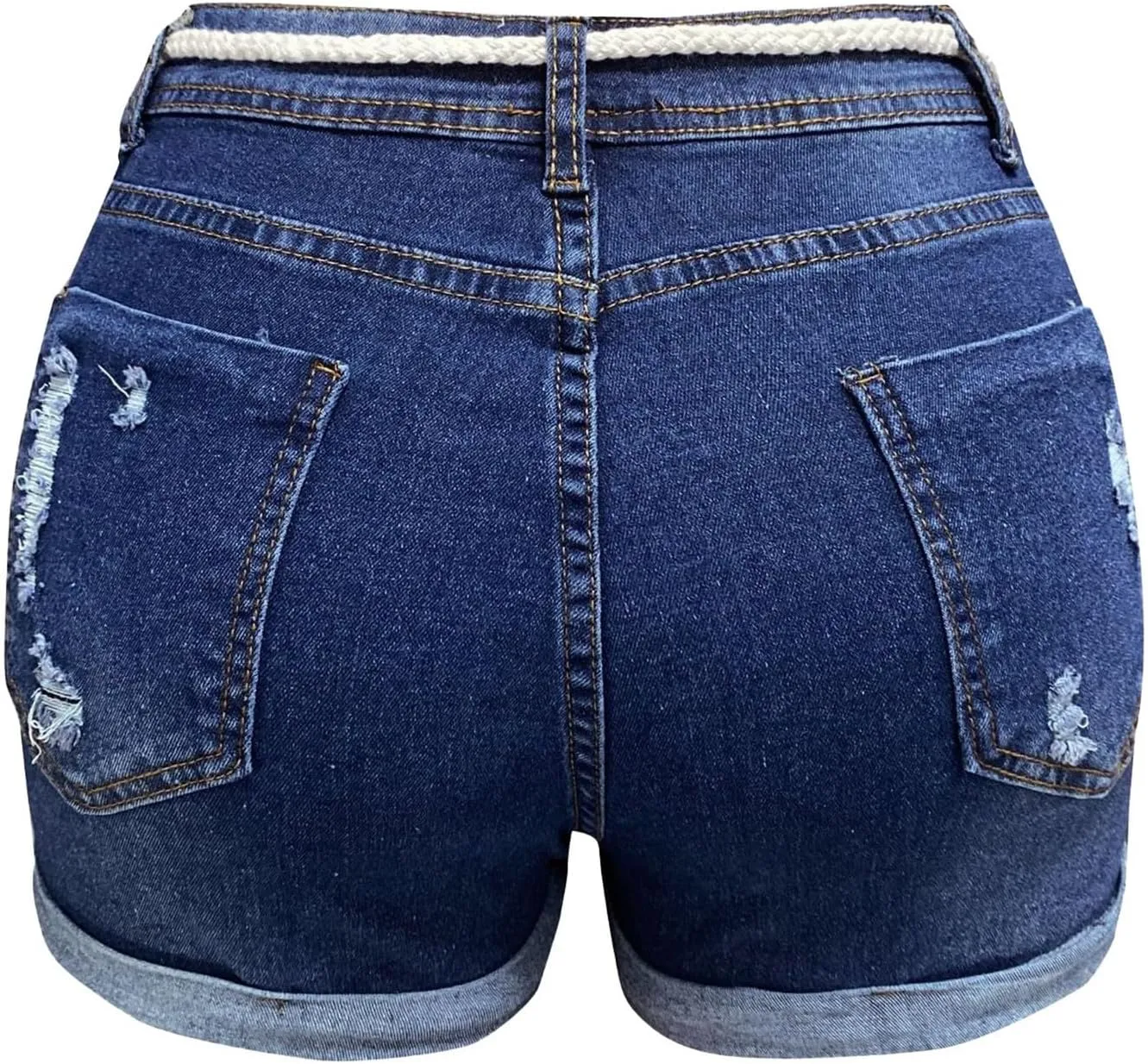 Lady Solid Color Washed Ripped High Waisted Stretch Denim Shorts High Waisted Athletic Shorts Women