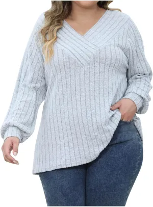 Lastesso Oversized Sweaters for Women V Neck Long Sleeve Lightweight Fall Sweater Tops Casual Solid Pullover Trendy Outfits