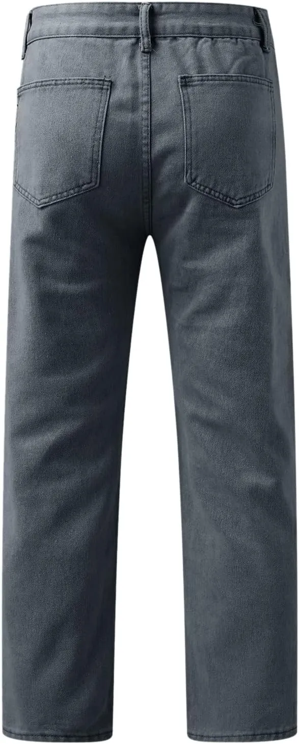 Leg Men's Pants Plus-Size Street Pants with Pocket Fashion Jeans Nine Points Pants Comfort Flex Waist Jean Men