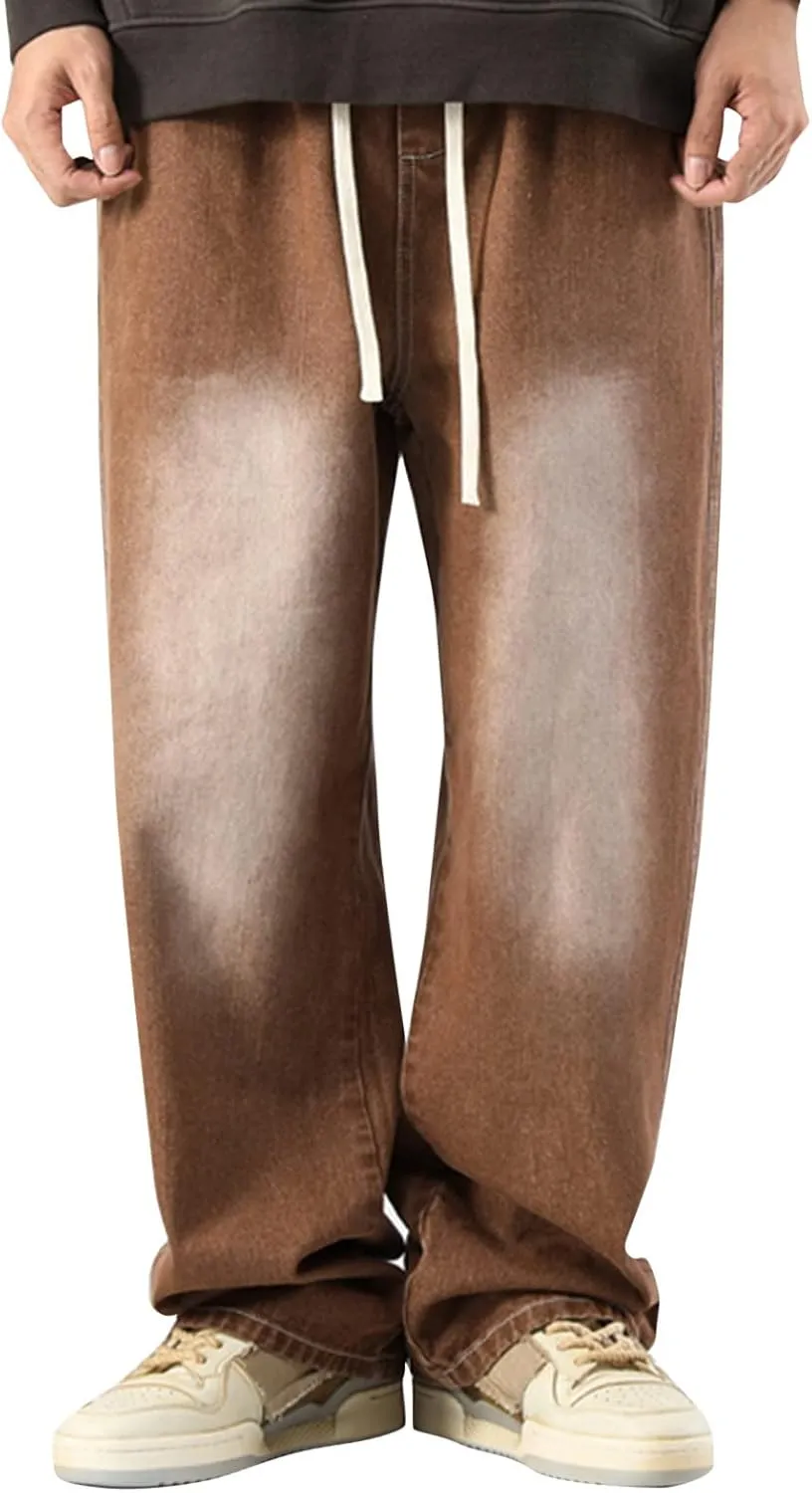 Leg Men's Pants Plus-Size Street Pants with Pocket Fashion Jeans Nine Points Pants Comfort Flex Waist Jean Men
