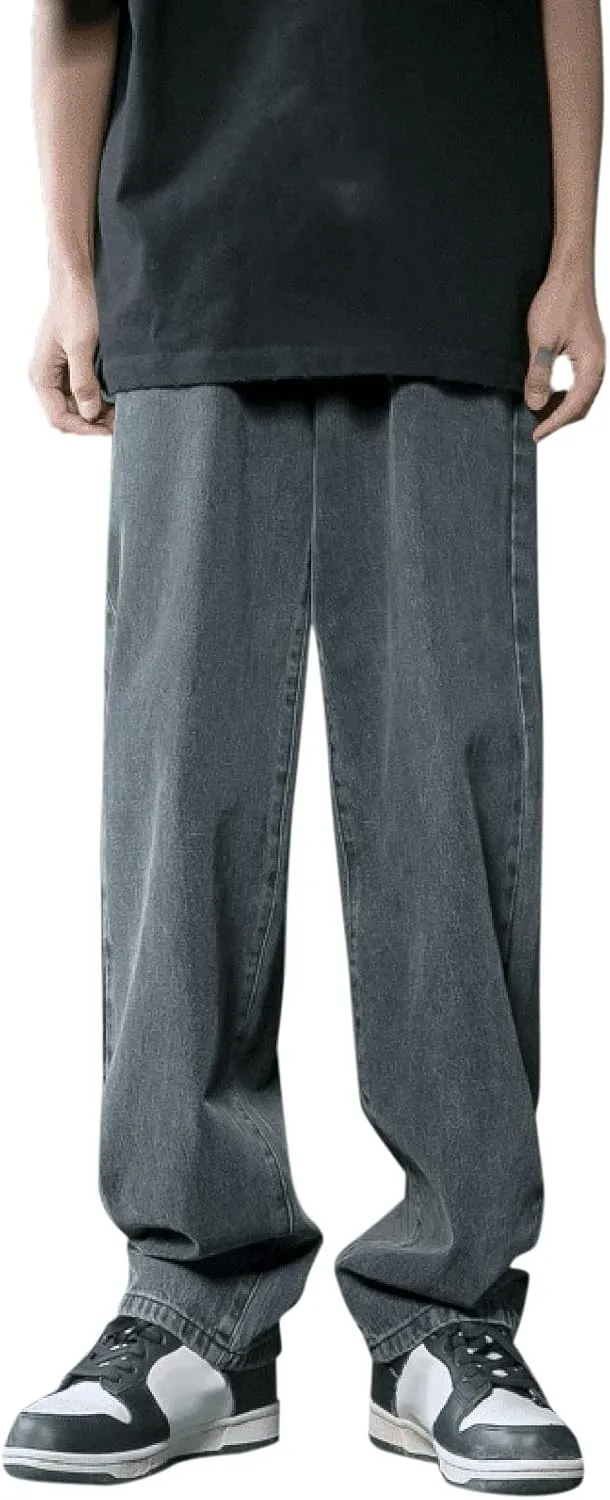Leg Men's Pants Plus-Size Street Pants with Pocket Fashion Jeans Nine Points Pants Comfort Flex Waist Jean Men
