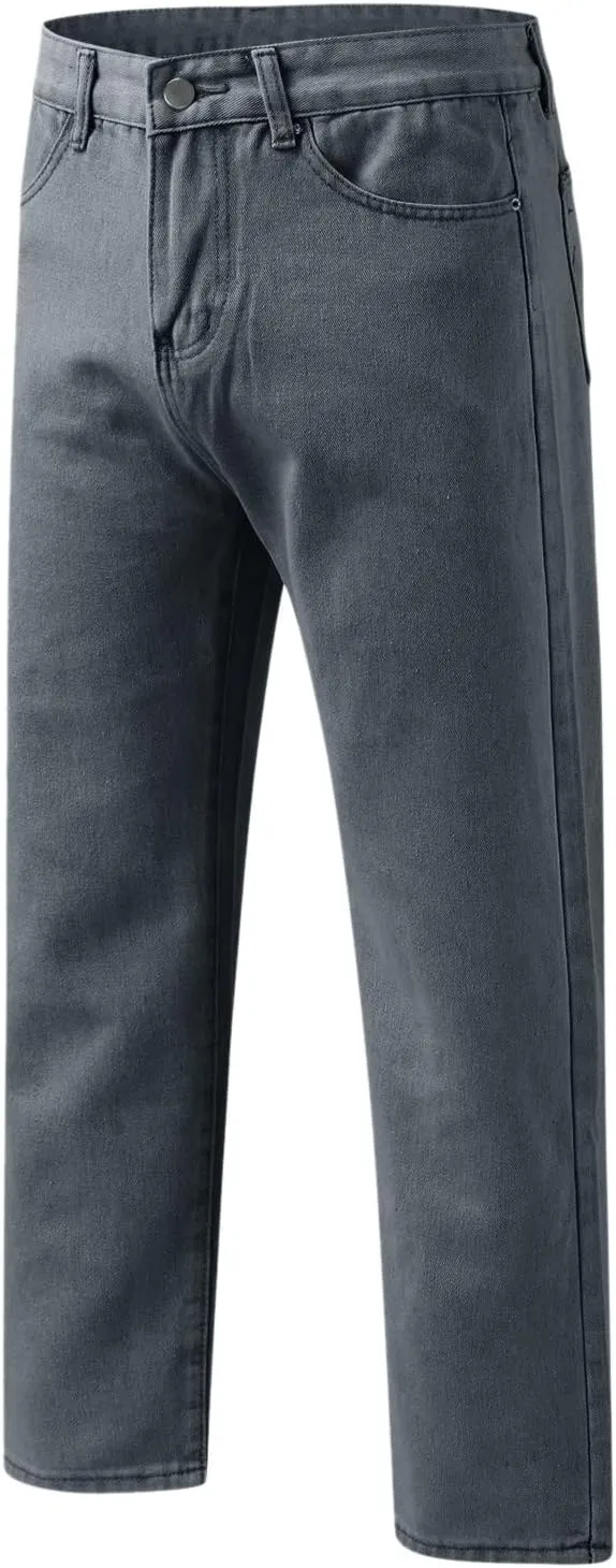 Leg Men's Pants Plus-Size Street Pants with Pocket Fashion Jeans Nine Points Pants Comfort Flex Waist Jean Men