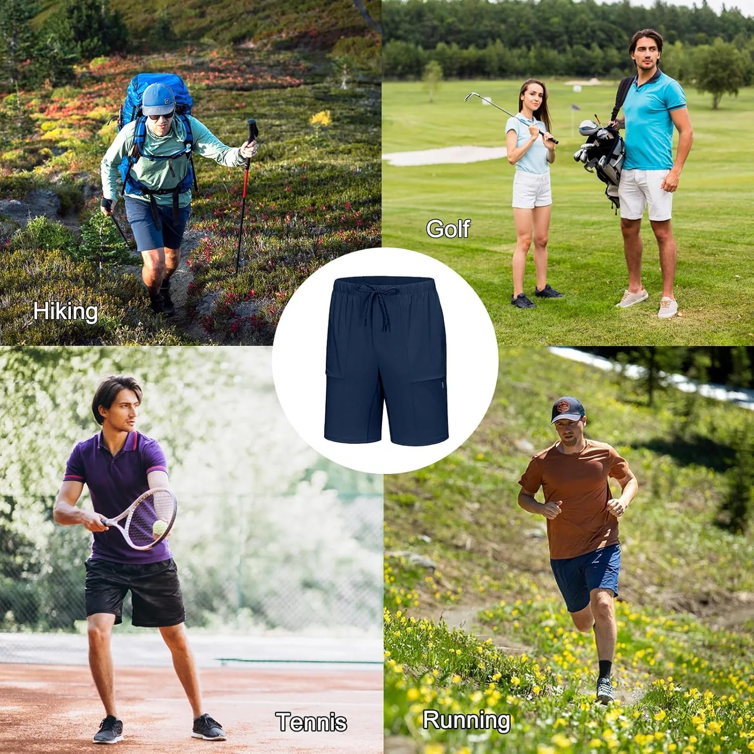 Little Donkey Andy Men's Capri Pants Quick Dry Stretch Cool 3/4 Capri Jogger Shorts Gym Running Hiking Track Shorts