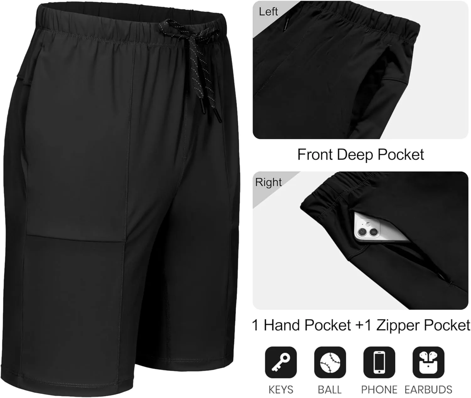 Little Donkey Andy Men's Capri Pants Quick Dry Stretch Cool 3/4 Capri Jogger Shorts Gym Running Hiking Track Shorts