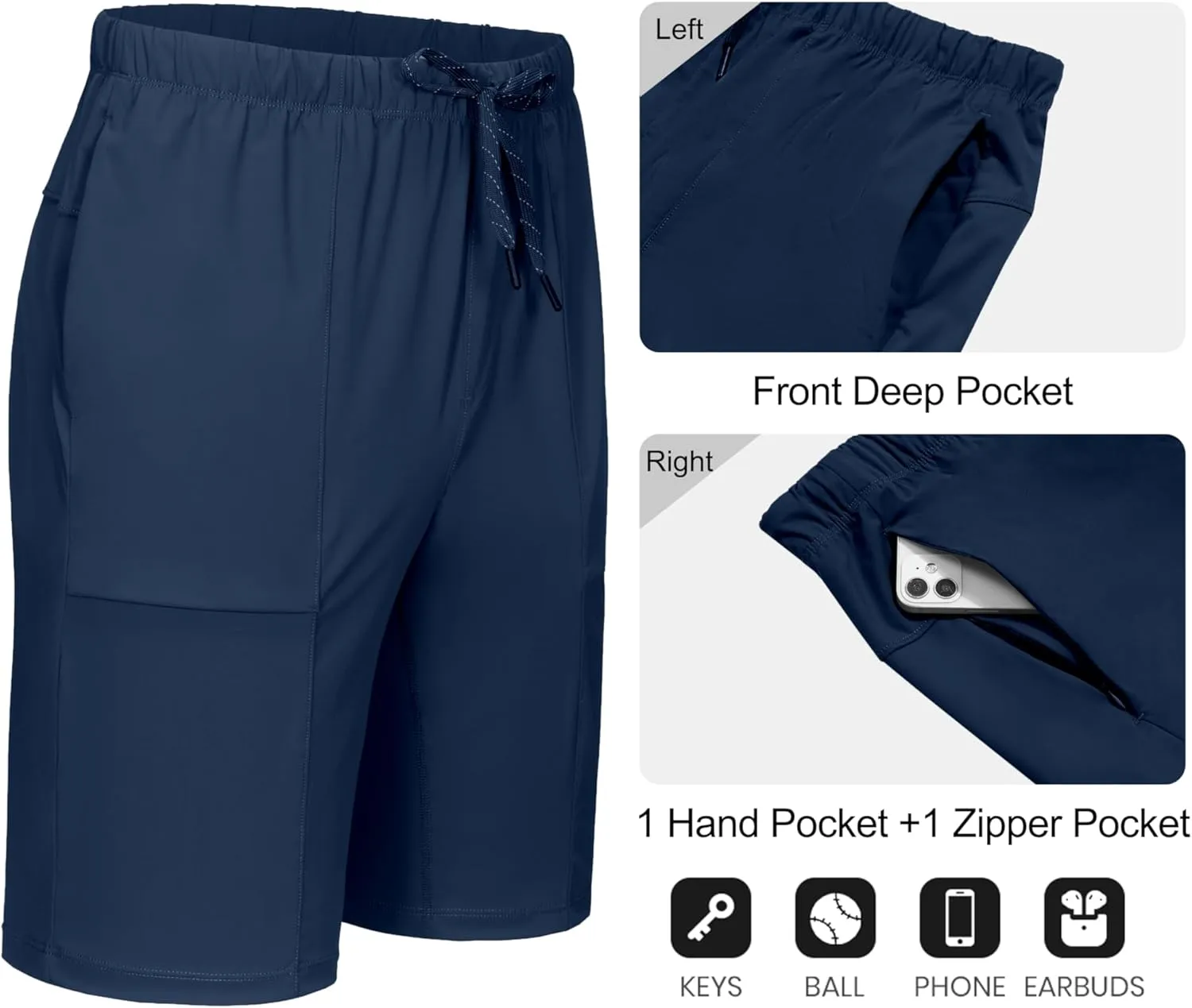 Little Donkey Andy Men's Capri Pants Quick Dry Stretch Cool 3/4 Capri Jogger Shorts Gym Running Hiking Track Shorts