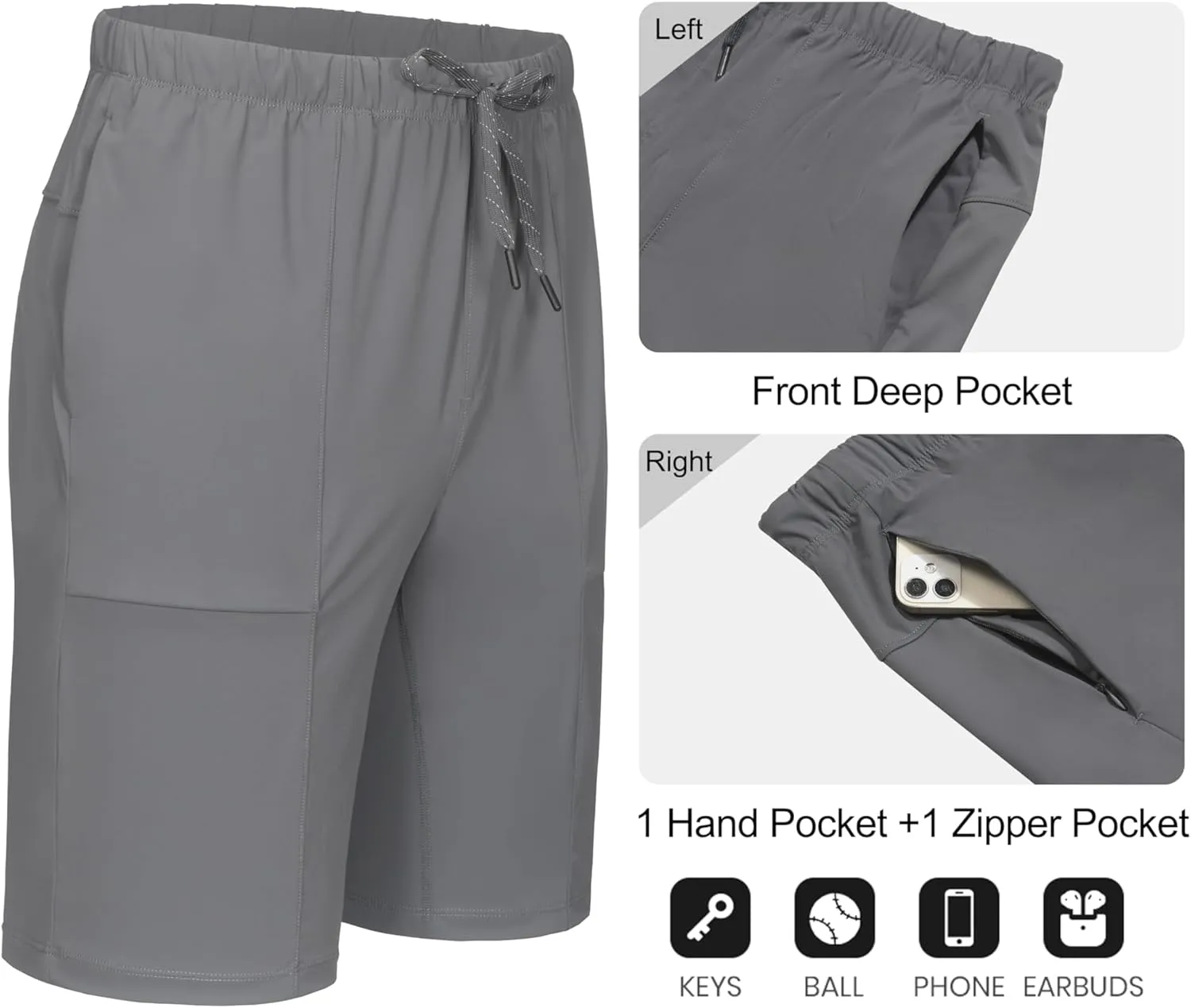 Little Donkey Andy Men's Capri Pants Quick Dry Stretch Cool 3/4 Capri Jogger Shorts Gym Running Hiking Track Shorts