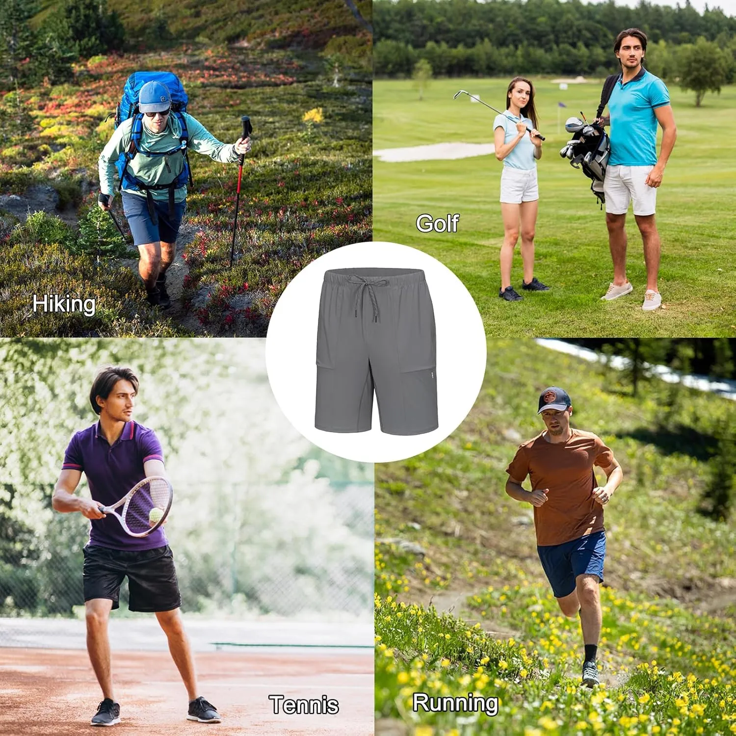 Little Donkey Andy Men's Capri Pants Quick Dry Stretch Cool 3/4 Capri Jogger Shorts Gym Running Hiking Track Shorts
