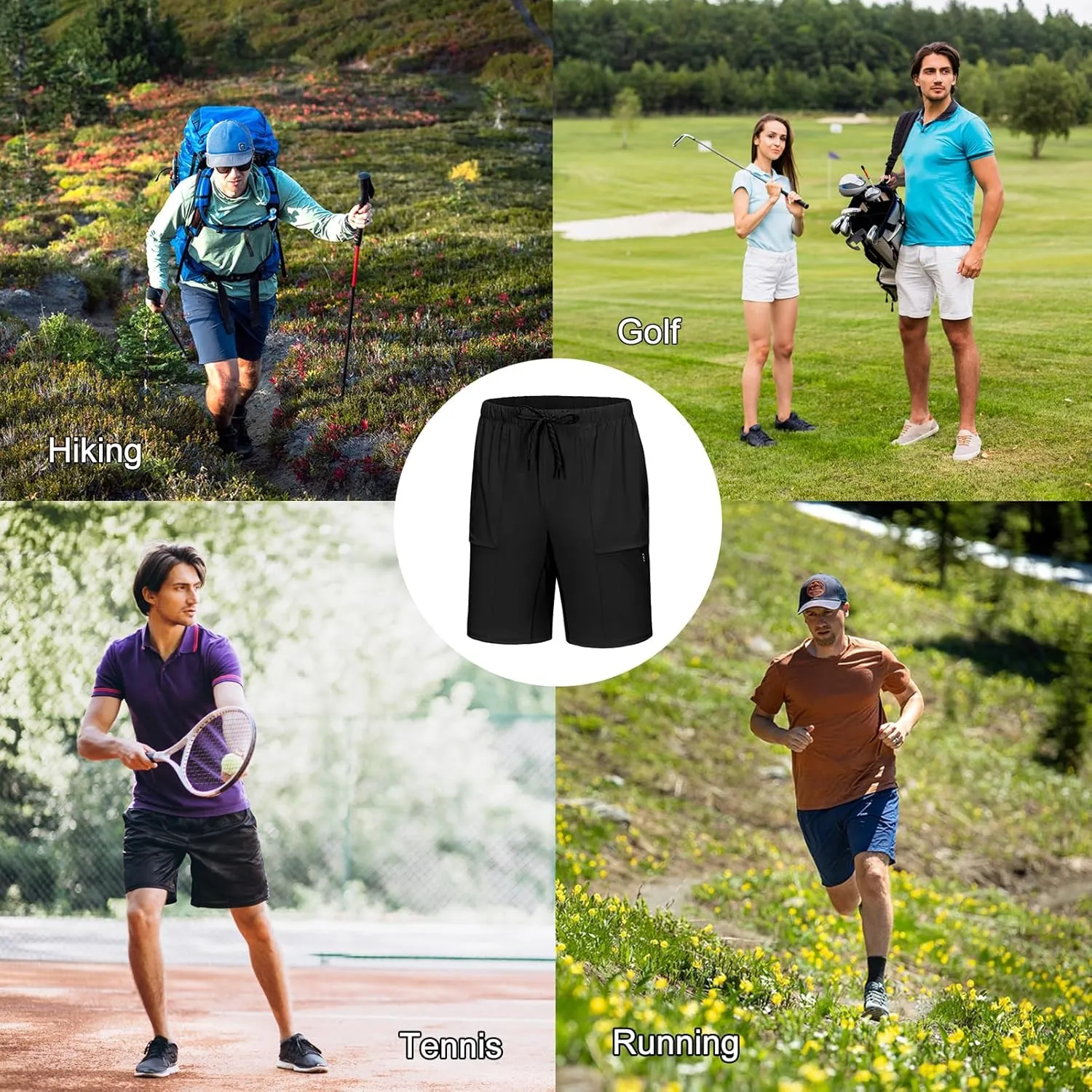 Little Donkey Andy Men's Capri Pants Quick Dry Stretch Cool 3/4 Capri Jogger Shorts Gym Running Hiking Track Shorts