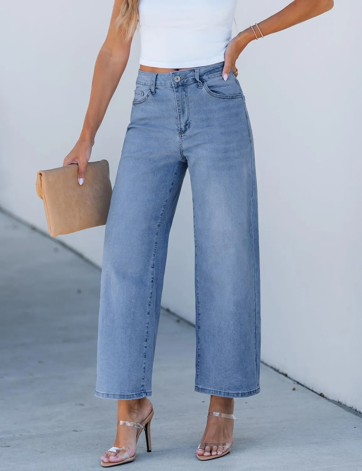luvamia Wide Leg Jeans for Women High Waisted Relaxed Fit Trendy Stretchy Denim Pants Ankle Trouser Jeans with Pockets