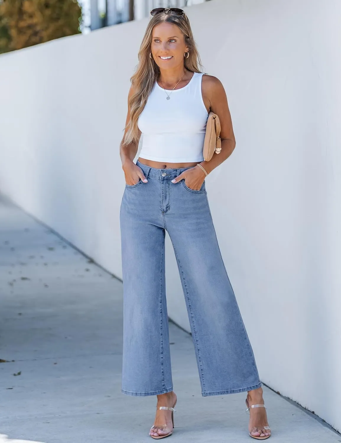 luvamia Wide Leg Jeans for Women High Waisted Relaxed Fit Trendy Stretchy Denim Pants Ankle Trouser Jeans with Pockets