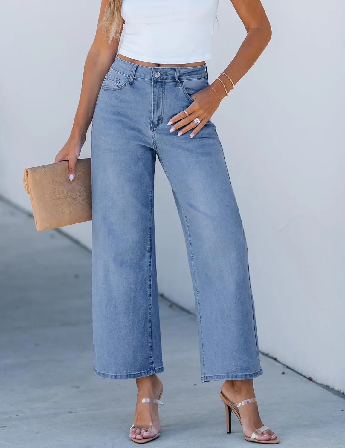 luvamia Wide Leg Jeans for Women High Waisted Relaxed Fit Trendy Stretchy Denim Pants Ankle Trouser Jeans with Pockets
