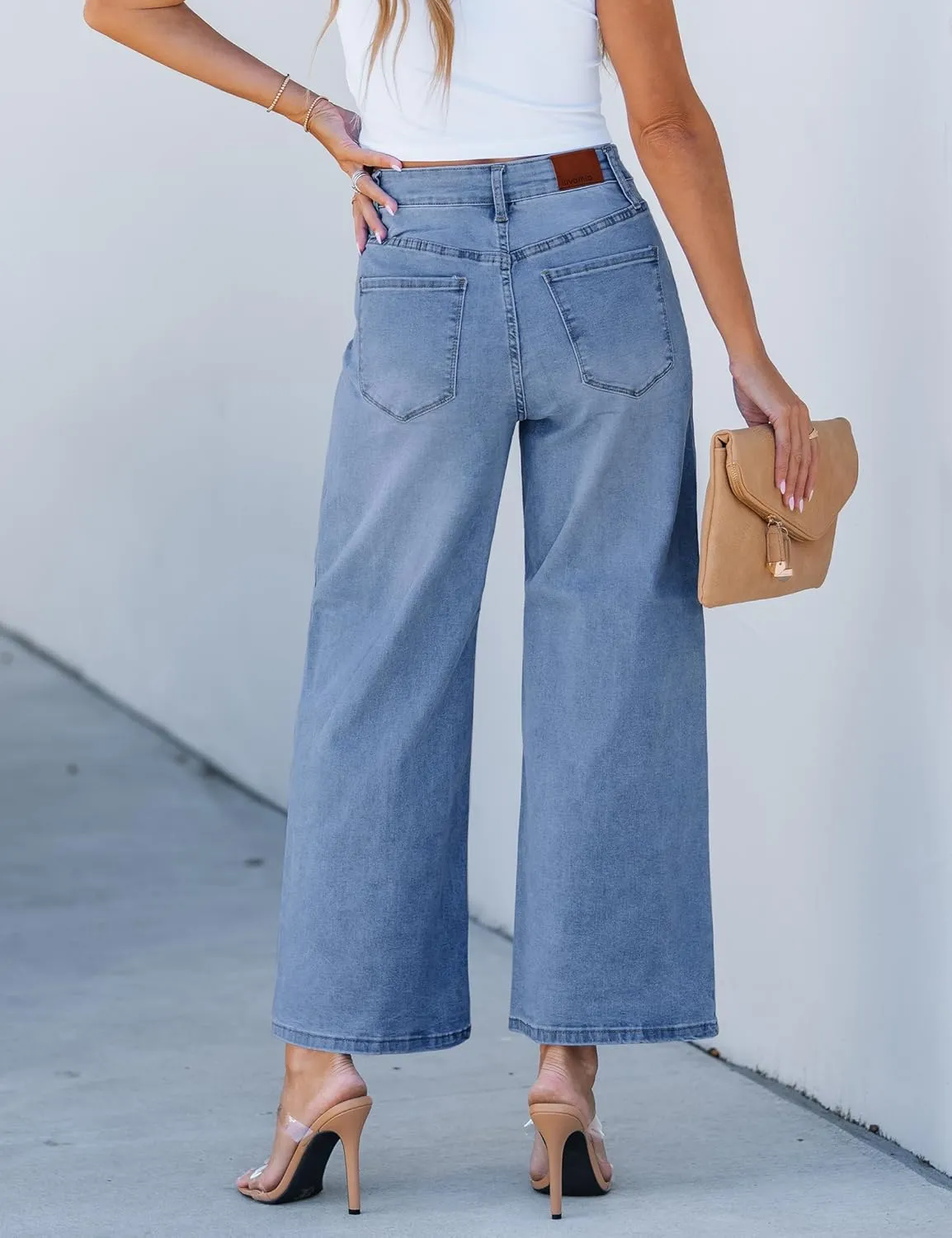 luvamia Wide Leg Jeans for Women High Waisted Relaxed Fit Trendy Stretchy Denim Pants Ankle Trouser Jeans with Pockets