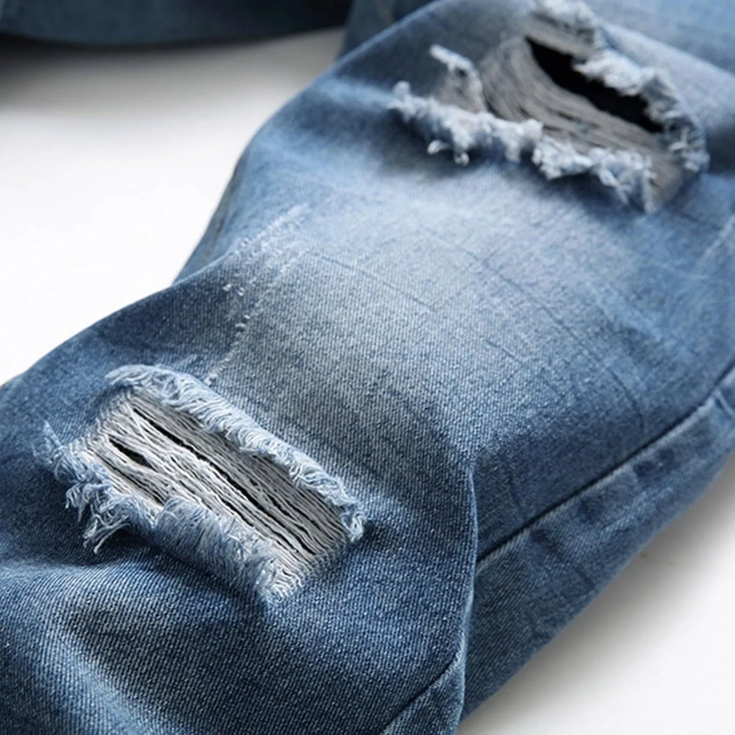 Male Casual Fashion Plus Size Ripped Jeans Straight Leg Plus Size Fashion Pants Men Jean Cut Jeans for Men Cut Jeans