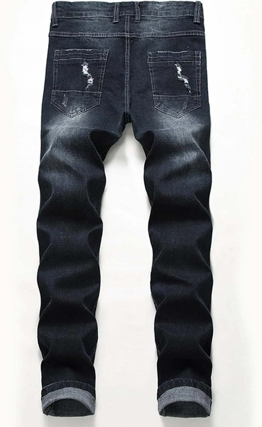 Male Casual Fashion Plus Size Ripped Jeans Straight Leg Plus Size Fashion Pants Men Jean Cut Jeans for Men Cut Jeans