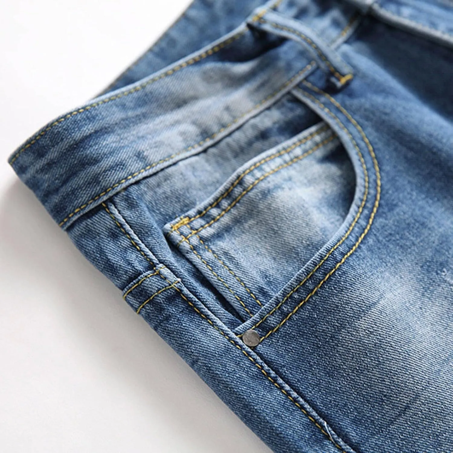 Male Casual Fashion Plus Size Ripped Jeans Straight Leg Plus Size Fashion Pants Men Jean Cut Jeans for Men Cut Jeans