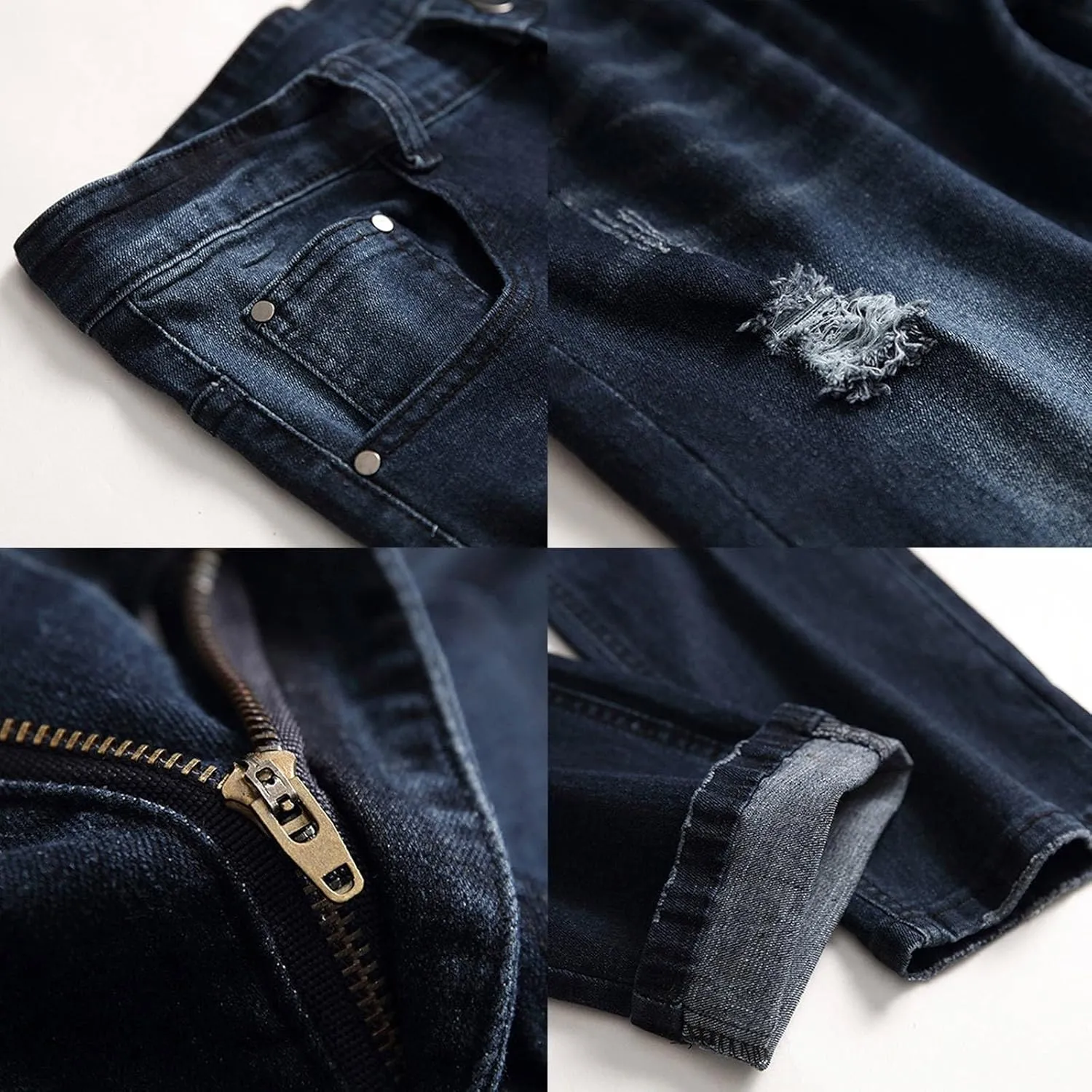 Male Casual Fashion Plus Size Ripped Jeans Straight Leg Plus Size Fashion Pants Men Jean Cut Jeans for Men Cut Jeans
