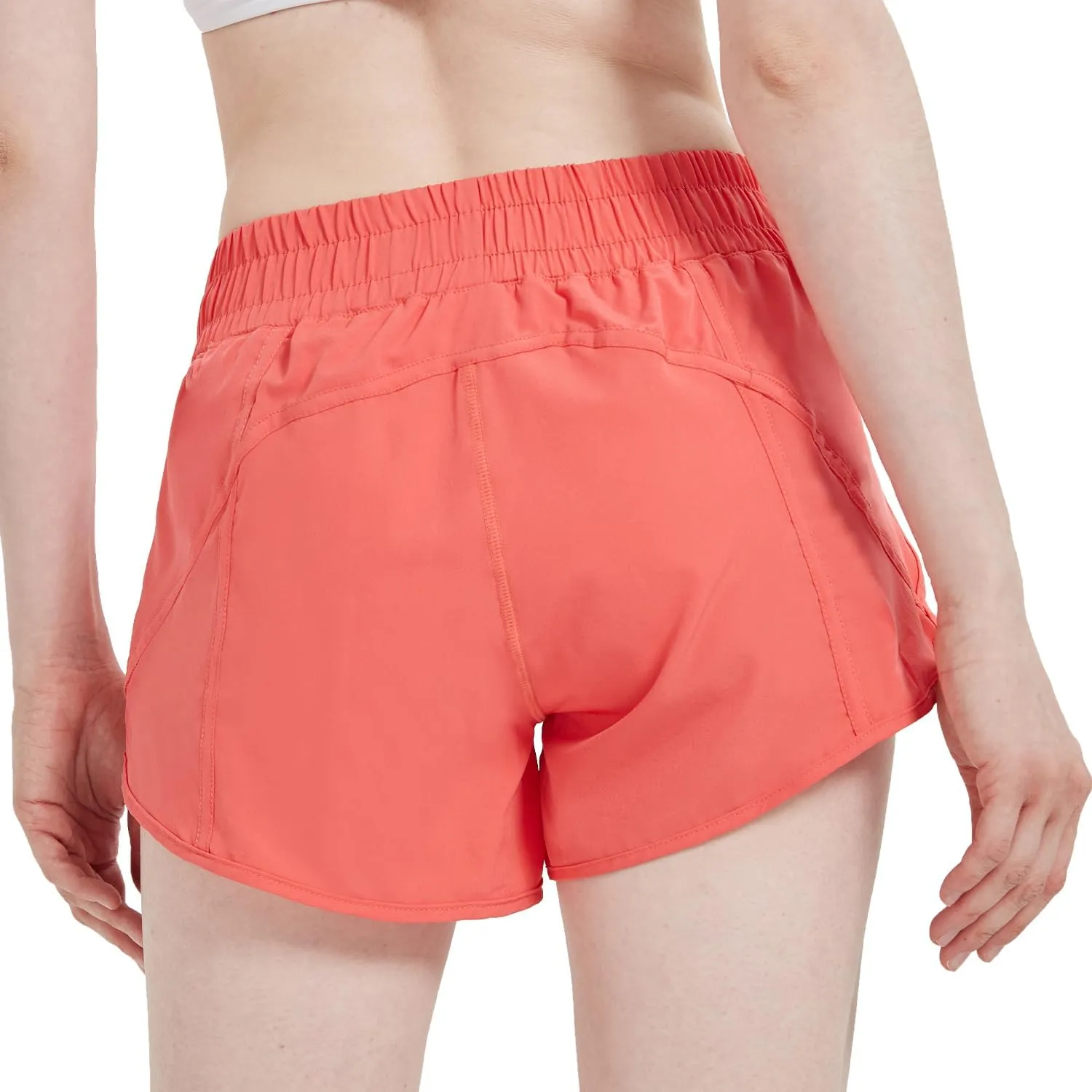 MCEDAR 4" Athletic Shorts for Women with Liner 2 in 1 Running Shorts Quick Dry Zipper Pocket Gym Workout Shorts
