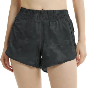 MCEDAR 4" Athletic Shorts for Women with Liner 2 in 1 Running Shorts Quick Dry Zipper Pocket Gym Workout Shorts