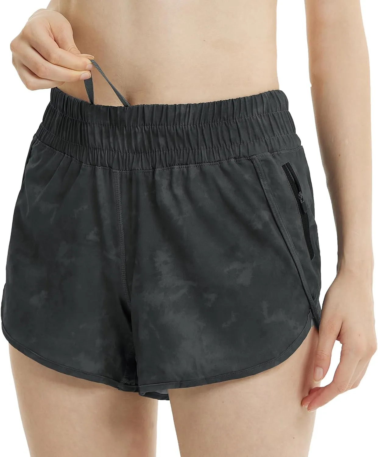 MCEDAR 4" Athletic Shorts for Women with Liner 2 in 1 Running Shorts Quick Dry Zipper Pocket Gym Workout Shorts