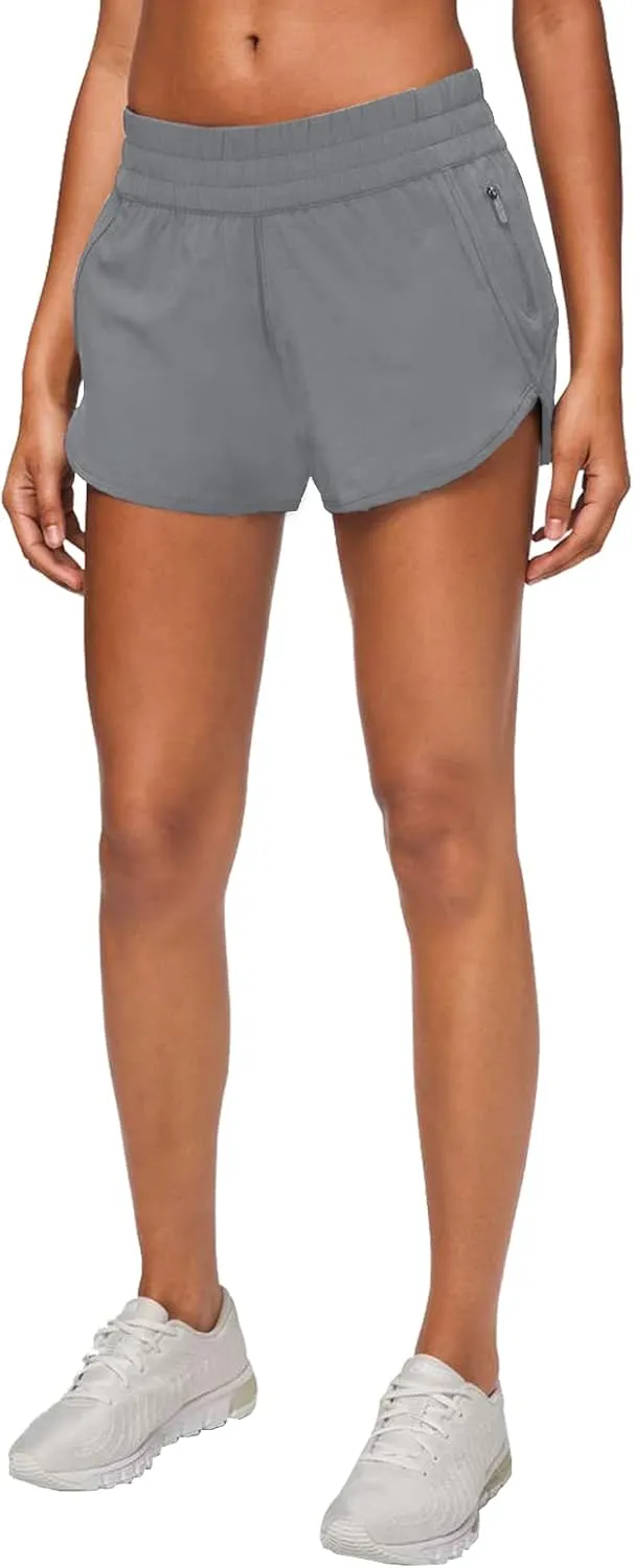 MCEDAR 4" Athletic Shorts for Women with Liner 2 in 1 Running Shorts Quick Dry Zipper Pocket Gym Workout Shorts