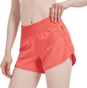 MCEDAR 4" Athletic Shorts for Women with Liner 2 in 1 Running Shorts Quick Dry Zipper Pocket Gym Workout Shorts