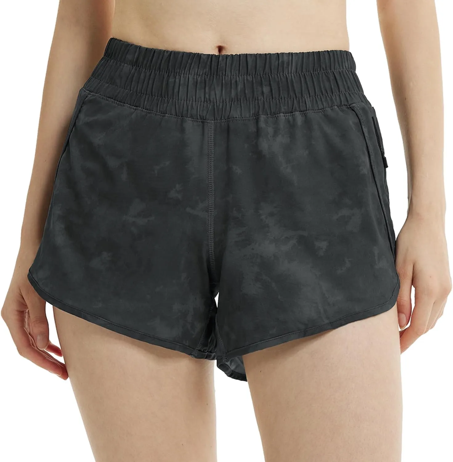 MCEDAR 4" Athletic Shorts for Women with Liner 2 in 1 Running Shorts Quick Dry Zipper Pocket Gym Workout Shorts