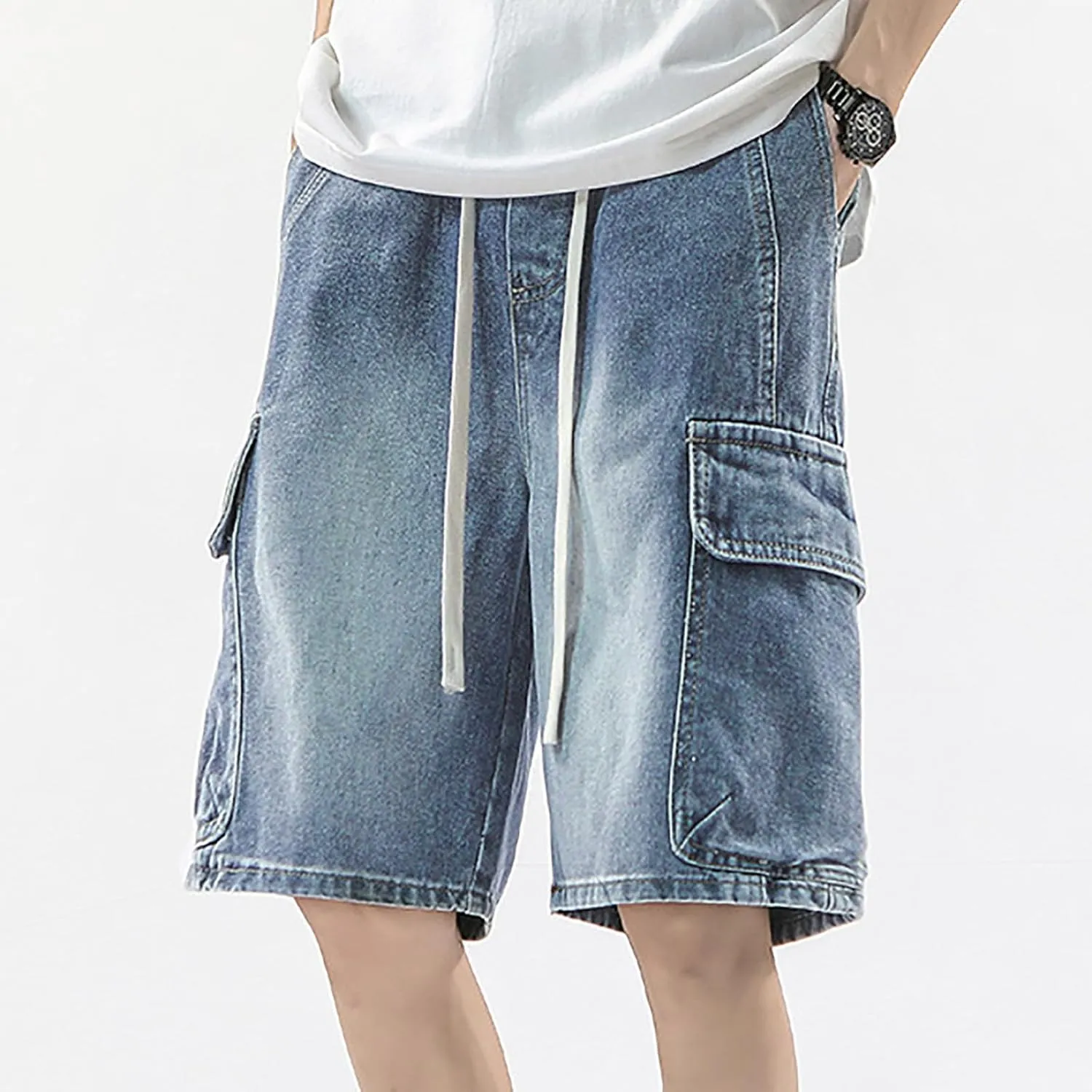 Men Baggy Denim Jorts Y2K Grunge Loose Fit Hip Hop Jean Shorts Summer Casual Short Jeans Streetwear Clothes
